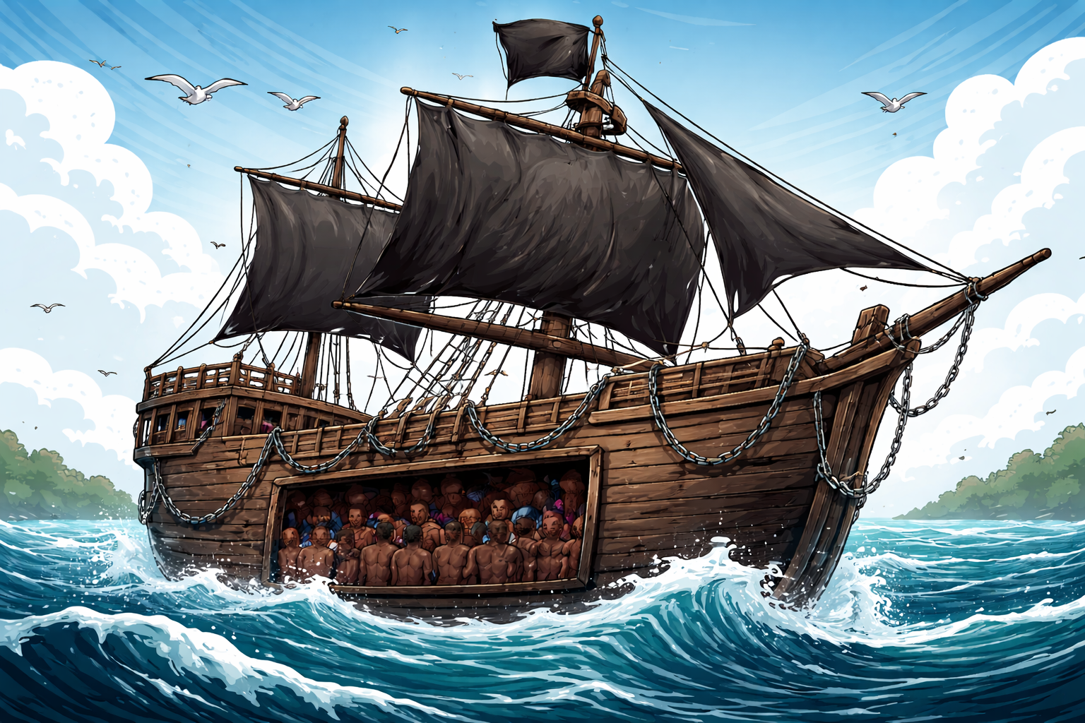 Aboard the dark sails of history