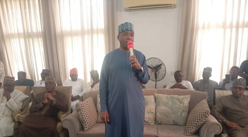 Bukola Saraki speaking to supporters
