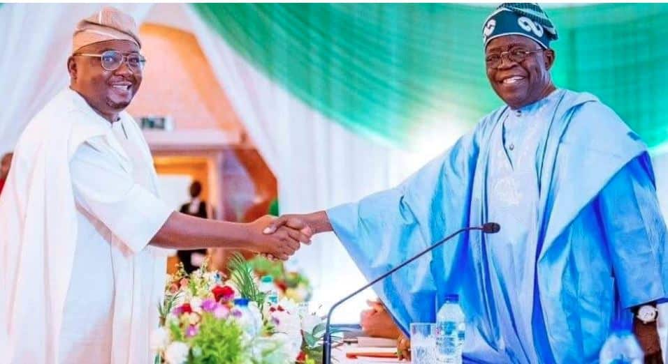 L R Former Minister of Power Bayo Adelabu and President Bola Tinubu