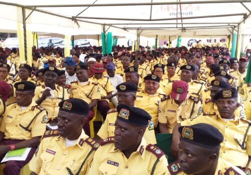 LASTMA Officials during the visit of the Lagos State Governor in June 2019