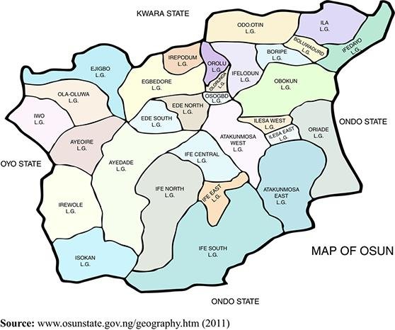 Map of Osun State Nigeria