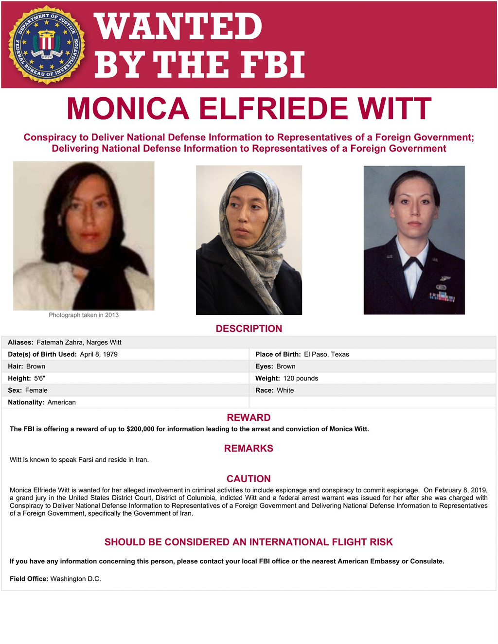 FBI Offers $200,000 Reward in Hunt for American Intelligence Defector Aiding Iranian Regime