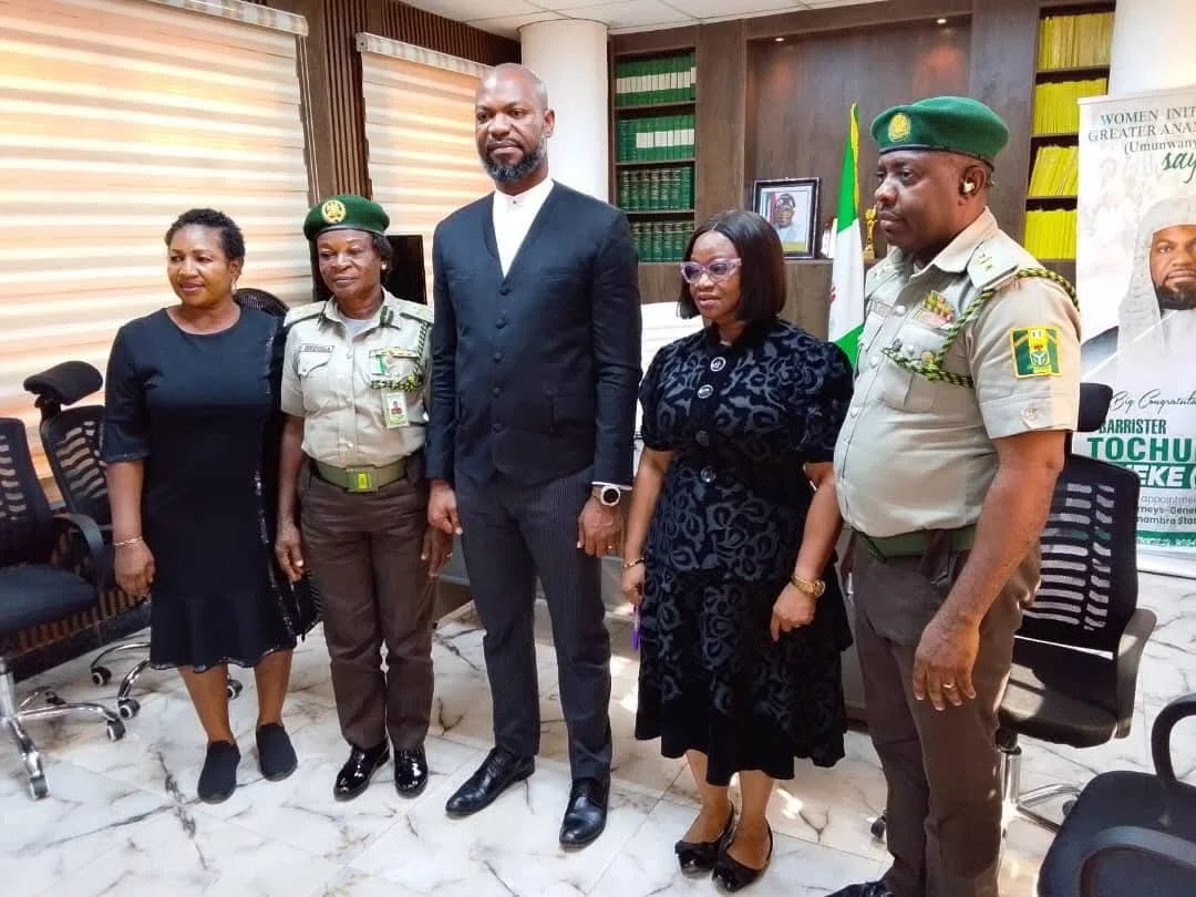Anambra State Controller of Corrections Ezinne Onuoha with the state Commissioner for Justice Tobech