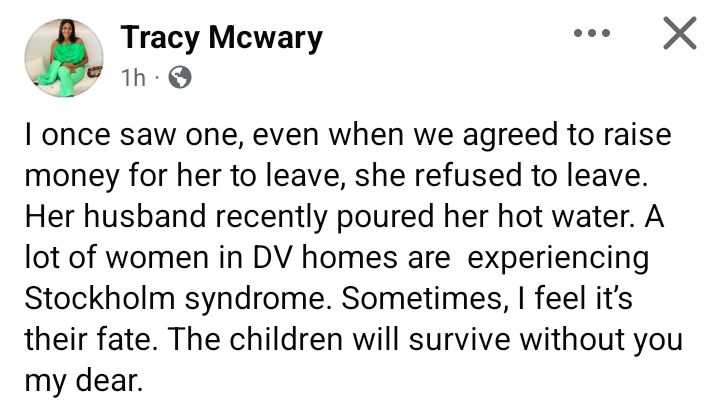 Her husband recently poured hot water on her