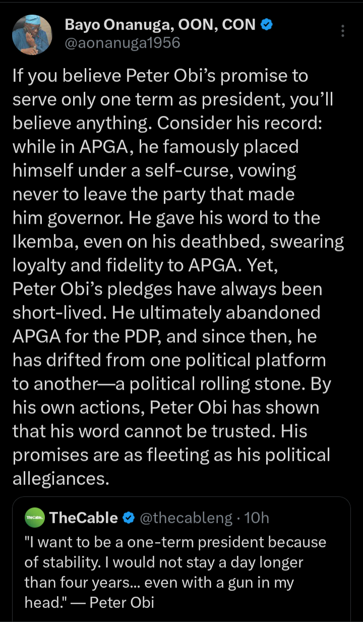 Onanuga Reacts To Obis Comment That Even With A Gun