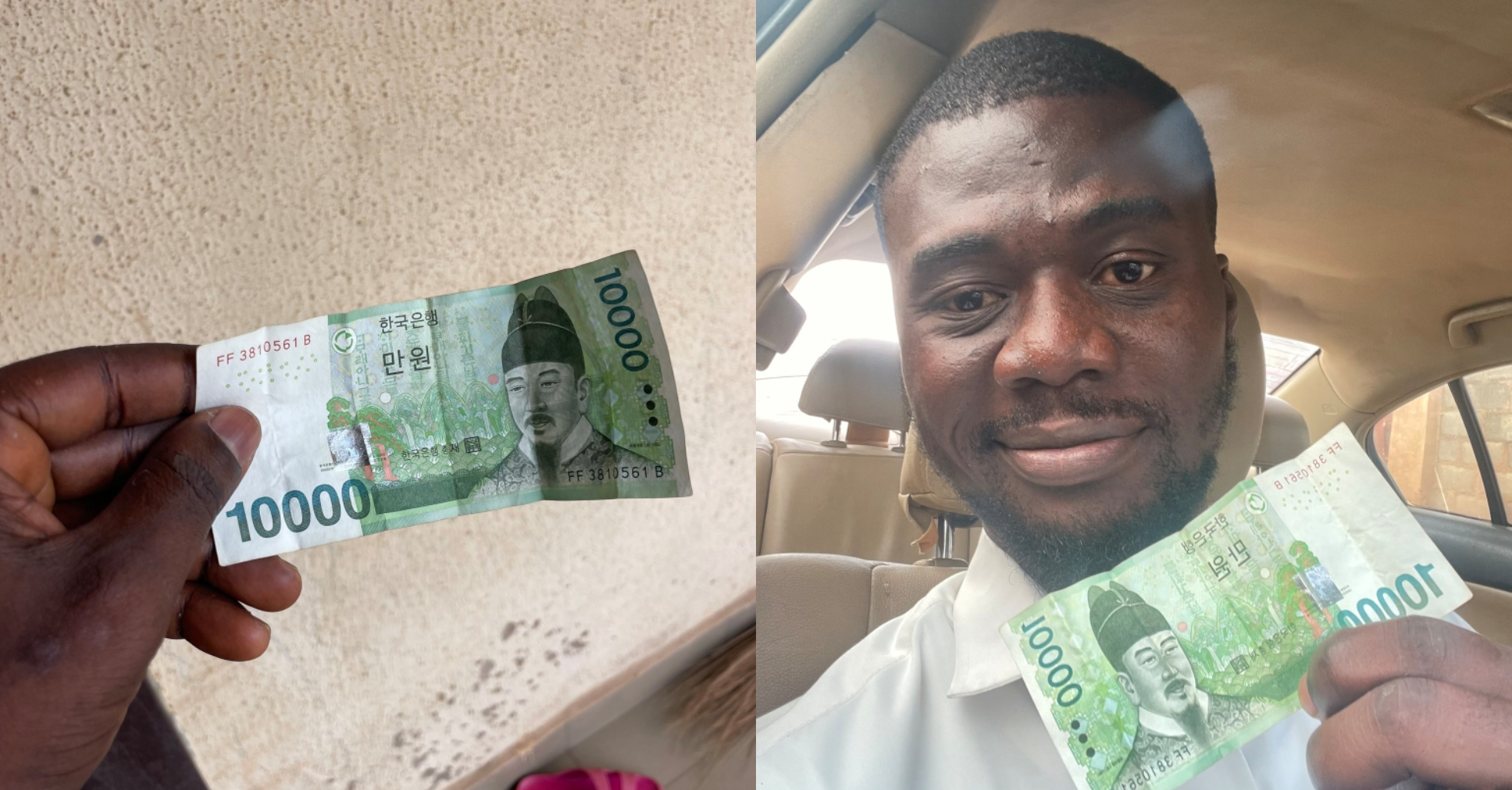 “A few days ago”- Man displays foreign currency found in jeans, amount sparks buzz