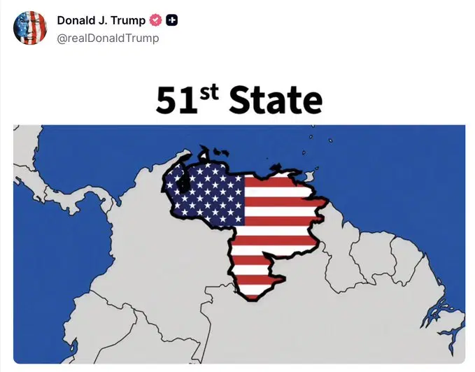 Trump posts graphic of Venezuela as 51st US state.webp