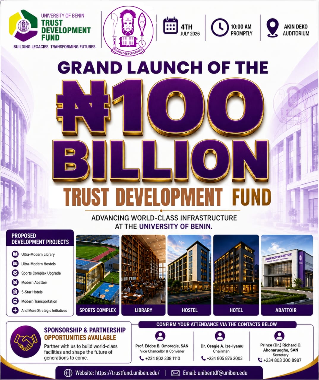 UNIBEN Development Trust Fund UNIBENTDF Launches Portal and Unviels massive